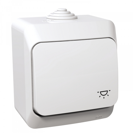 Schneider Cedar - Intrerupator revenire simbol lumina PT IP44 Schneider Cedar alb WDE000513