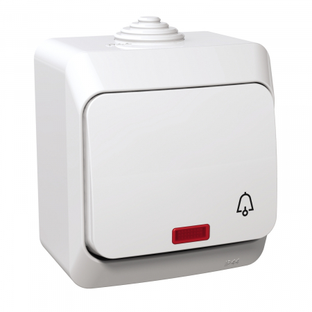 Schneider Cedar - Intrerupator revenire simbol sonerie cu led PT IP44 Schneider Cedar alb WDE000515