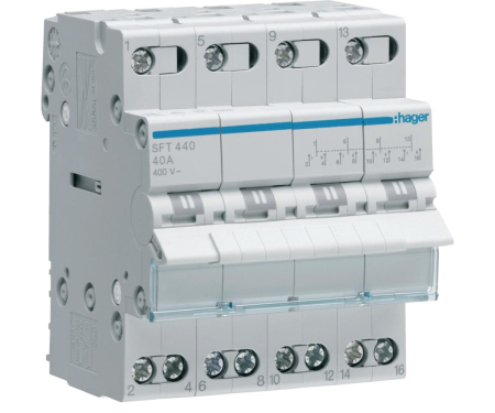 Distributie si comanda electrica - Inversor 4P 40A 3 pozitii 1-0-2 4M Hager SFT440