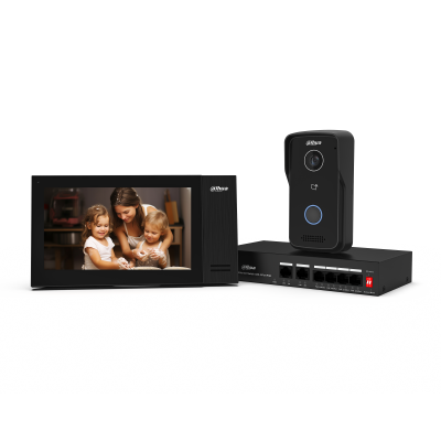 Interfonie - Kit videointerfon IP ecran 7” TFT negru camera 1MP Dahua KTP02
