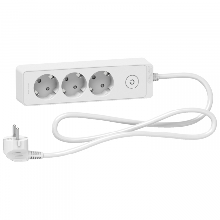 Prelungitoare si derulatoare - Prelungitor 3x2P+E +intrerupator cablu 1,5m alb Schneider ST9431W