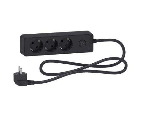 Prelungitoare si derulatoare - Prelungitor 3x2P+E +intrerupator cablu 1,5m antracit Schneider ST9431B