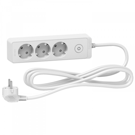 Prelungitoare si derulatoare - Prelungitor 3x2P+E +intrerupator cablu 3m alb Schneider ST9433W