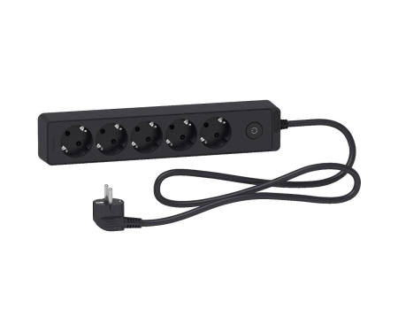 Prelungitoare si derulatoare - Prelungitor 5x2P+E +intrerupator cablu 1,5m antracit Schneider ST9451B