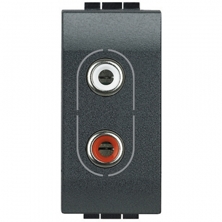 Bticino Living Light - Priza audio RCA Living Light Bticino 1M antracit L4281