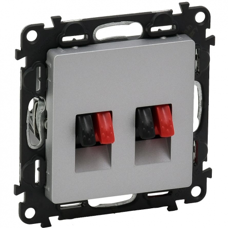 Legrand Valena Life - Priza difuzor clips dubla Legrand Valena Life aluminiu 753378
