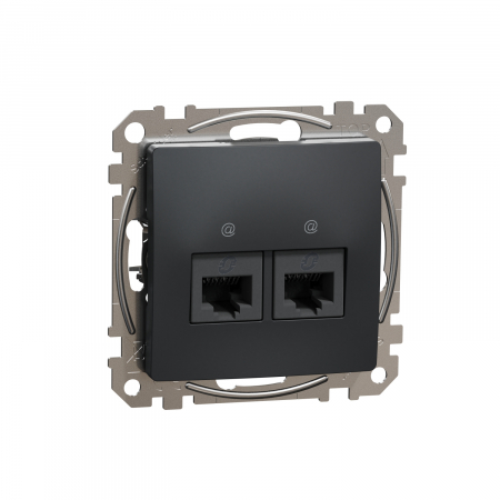Schneider Sedna Design - Priza dubla RJ45 UTP CAT5E  Schneider Sedna antracit SDD114452