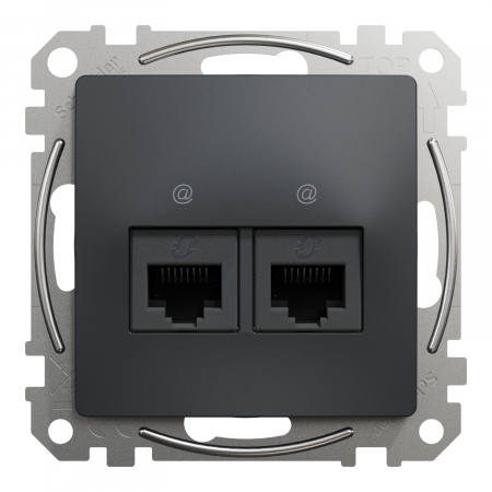 Schneider Sedna Design - Priza dubla RJ45 UTP CAT6  Schneider Sedna antracit SDD114462