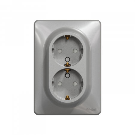 Priza dubla schuko cu protectie copii Schneider Sedna aluminiu SDD313221 [1]