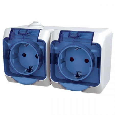 Schneider Cedar - Priza dubla schuko PT IP44 capac albastru Schneider Cedar alb WDE000525