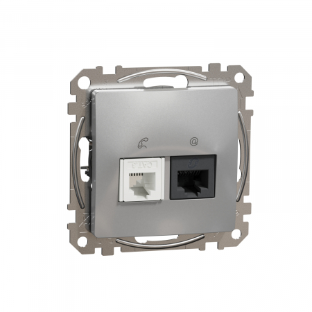 Schneider Sedna Design - Priza RJ11+RJ45 UTP CAT5E Schneider Sedna aluminiu SDD113458