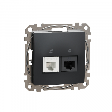 Schneider Sedna Design - Priza RJ11+RJ45 UTP CAT5E Schneider Sedna antracit SDD114458