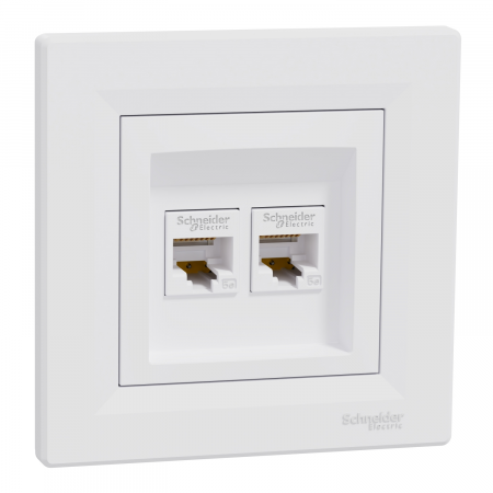 Prize Asfora - Priza RJ45 dubla UTP CAT5E Schneider Asfora alb EPH4400121