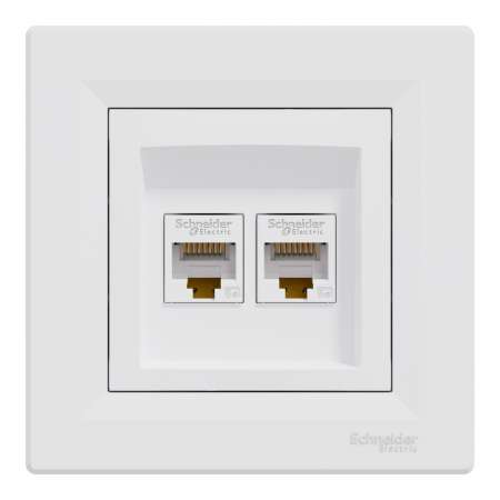Priza RJ45 dubla UTP CAT5E Schneider Asfora alb EPH4400121 [1]