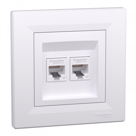 Prize Asfora - Priza RJ45 dubla UTP CAT6 Schneider Asfora alb EPH4800121