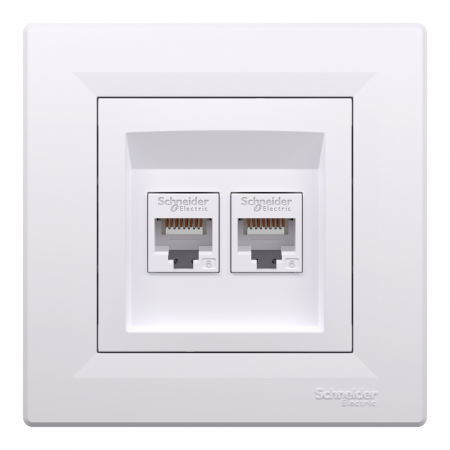 Priza RJ45 dubla UTP CAT6 Schneider Asfora alb EPH4800121 [1]