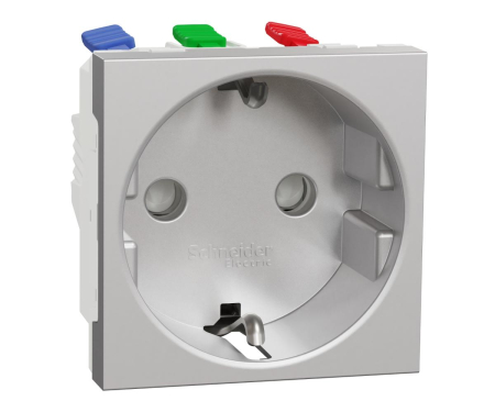 Prize Unica - Priza schuko 2M borne aut Schneider Noua Unica aluminiu NU305730