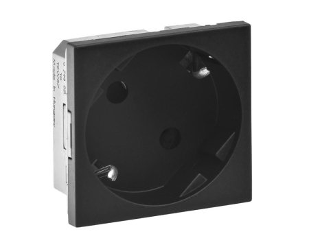 Prize si intrerupatoare - Priza schuko 2M Legrand Mosaic negru mat 079355L