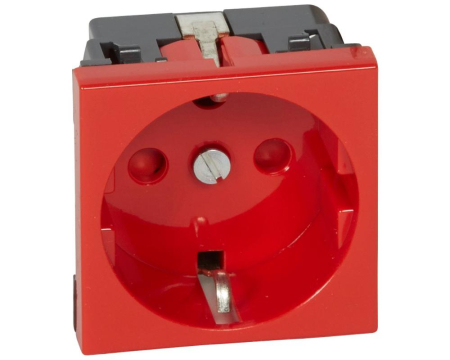 Prize si intrerupatoare - Priza schuko 2M Legrand Mosaic rosie 077214