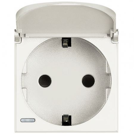 Bticino Axolute - Priza schuko cu capac Axolute Bticino 2M iluminabila alb HD4141PW