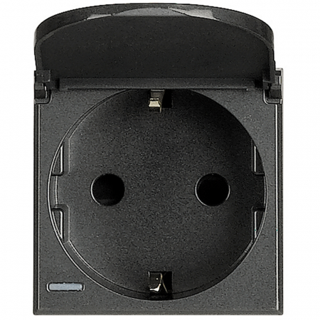 Bticino Axolute - Priza schuko cu capac Axolute Bticino 2M iluminabila antracit HS4141PW