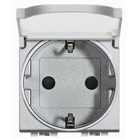Bticino Living Light - Priza schuko cu capac Living Light Bticino 2M aluminiu NT4141PW
