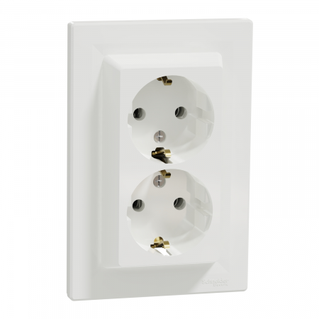 Prize Asfora - Priza schuko dubla 2P+E Schneider Asfora alb EPH9900121