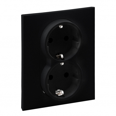 Prize Suno - Priza schuko dubla 2X2P+T protectie copii Legrand Suno negru 721426