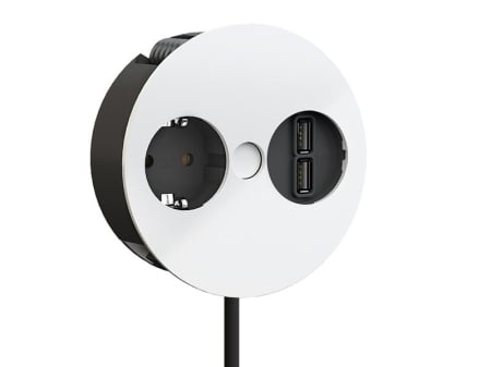 Pardoseala - Blat - Priza schuko si USB tip A dublu cablu 2m alb mat Bachmann 931.231