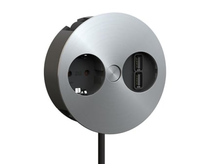 Pardoseala - Blat - Priza schuko si USB tip A dublu cablu 2m crom Bachmann 931.033