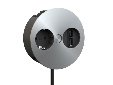 Pardoseala - Blat - Priza schuko si USB tip A dublu cablu 2m inox Bachmann 931.031