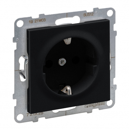 Prize Suno - Priza schuko simpla 2P+T borne surub Legrand Suno negru 721425
