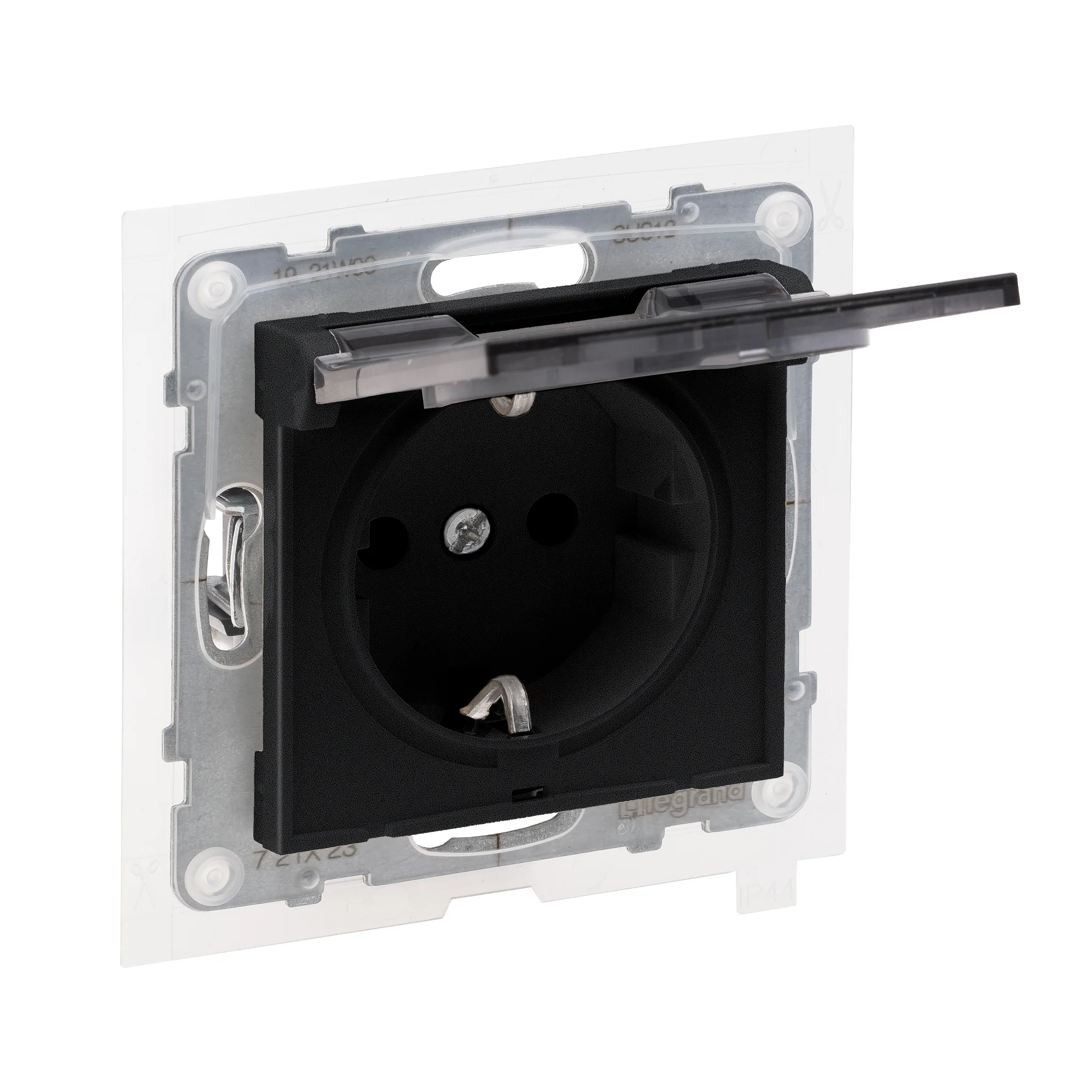 Prize Suno - Priza schuko simpla cu capac 2P+T IP44 Legrand Suno negru 721423
