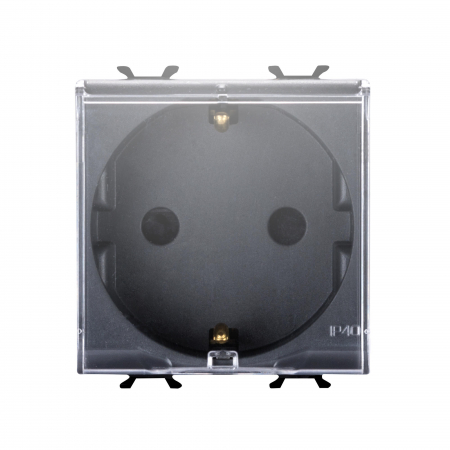 Prize si intrerupatoare - Priza schuko standard german cu capac 2M Gewiss Chorus negru GW12242
