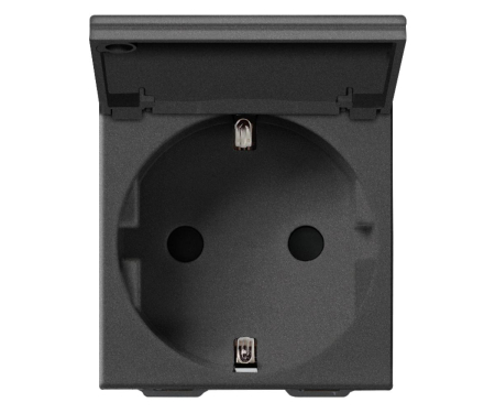 Prize Neve - Priza schuko standard german cu capac 2M Vimar Neve carbon matt 09208.C.CM