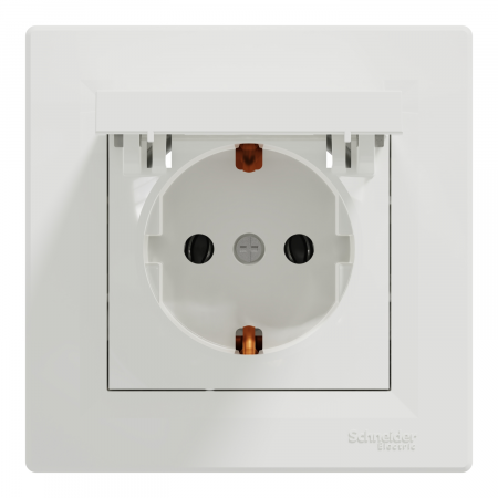 Priza simpla schuko cu capac IP20 Schneider Asfora alb EPH3100121 [1]