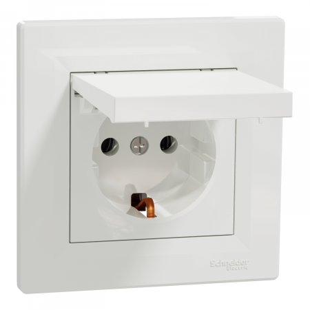 Prize Asfora - Priza simpla schuko cu capac IP20 Schneider Asfora alb EPH3100121