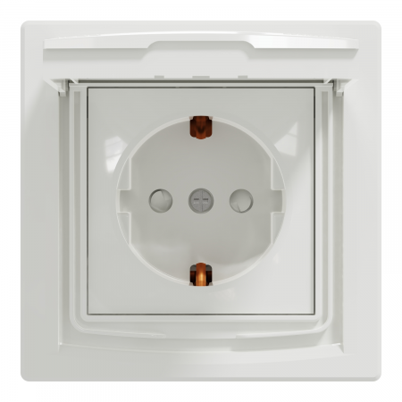 Priza simpla schuko cu capac IP44 Schneider Asfora alb EPH3100321 [1]