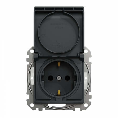 Priza simpla schuko cu capac Schneider Sedna IP44 antracit SDD214023 [1]