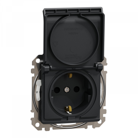 Prize Sedna - Priza simpla schuko cu capac Schneider Sedna IP44 antracit SDD214023