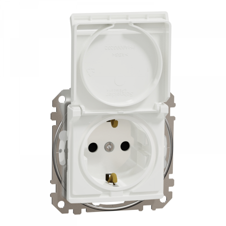 Prize Sedna - Priza simpla schuko cu capac Schneider Sedna IP44 alb SDD211023
