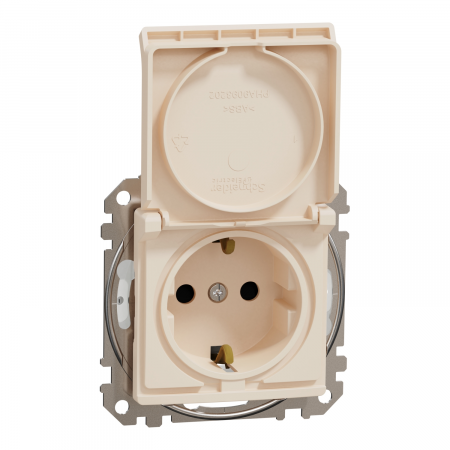 Prize si intrerupatoare - Priza simpla schuko cu capac Schneider Sedna IP44 bej SDD212023