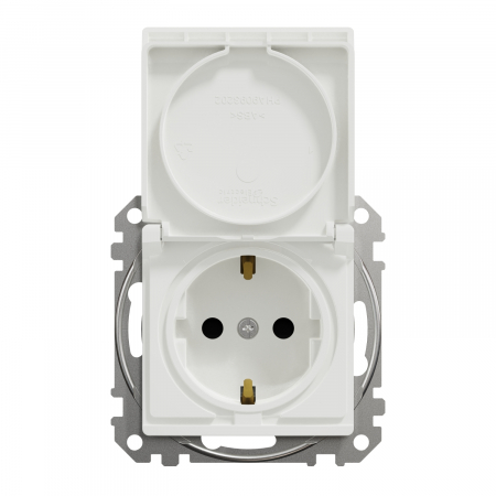 Priza simpla schuko cu capac si protectie copii Schneider Sedna alb SDD111023 [1]