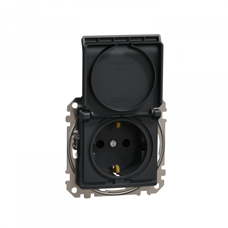 Priza simpla schuko cu capac si protectie copii Schneider Sedna antracit SDD114023 [1]