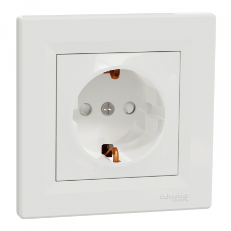 Prize Asfora - Priza simpla schuko cu protectie copii Schneider Asfora alb EPH2900221