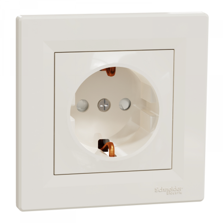 Prize Asfora - Priza simpla schuko cu protectie copii Schneider Asfora crem EPH2900223