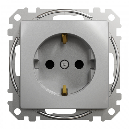 Priza simpla schuko cu protectie copii Schneider Sedna aluminiu SDD113021 [1]