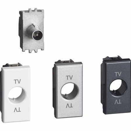 Prize Axolute - Priza TV de trecere Axolute Bticino 1M alb aluminiu antracit H4202P14