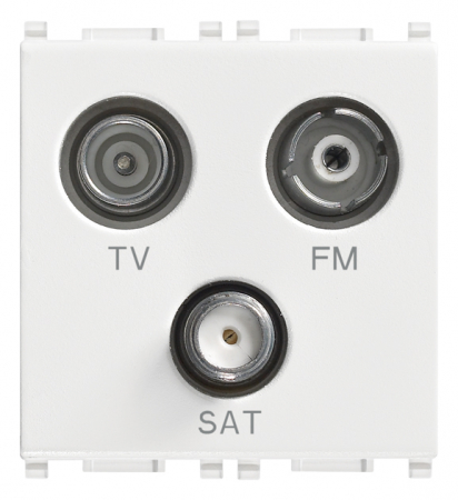 Prize Plana - Priza TV-FM-SAT de capat 2M cu 3 iesiri Vimar Plana alb 14303