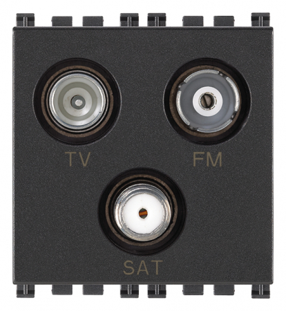 Prize si intrerupatoare - Priza TV-FM-SAT de capat 2M Vimar Arke gri antracit 19303